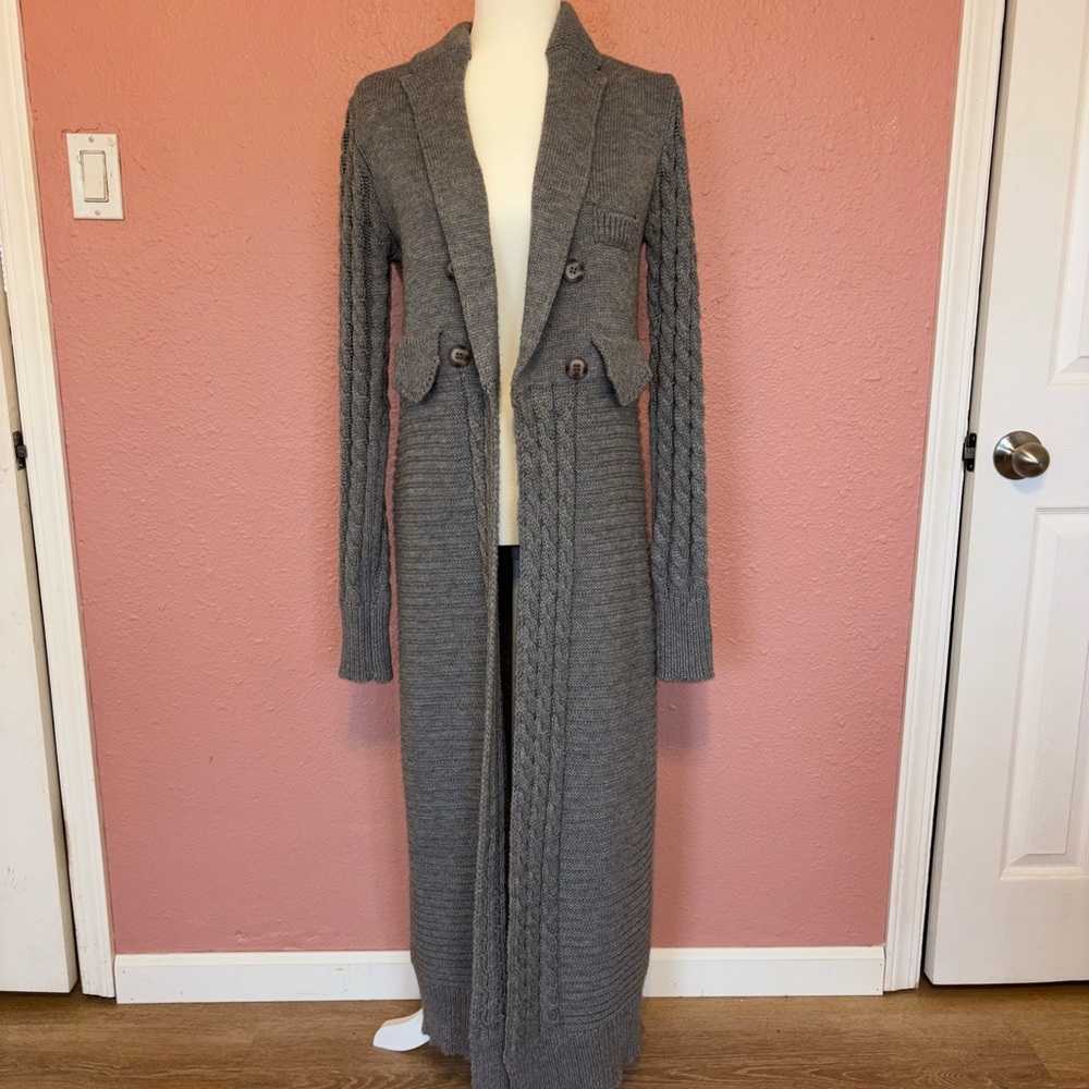 JLUXLABEL Gray Long Knit Cardigan Sweater